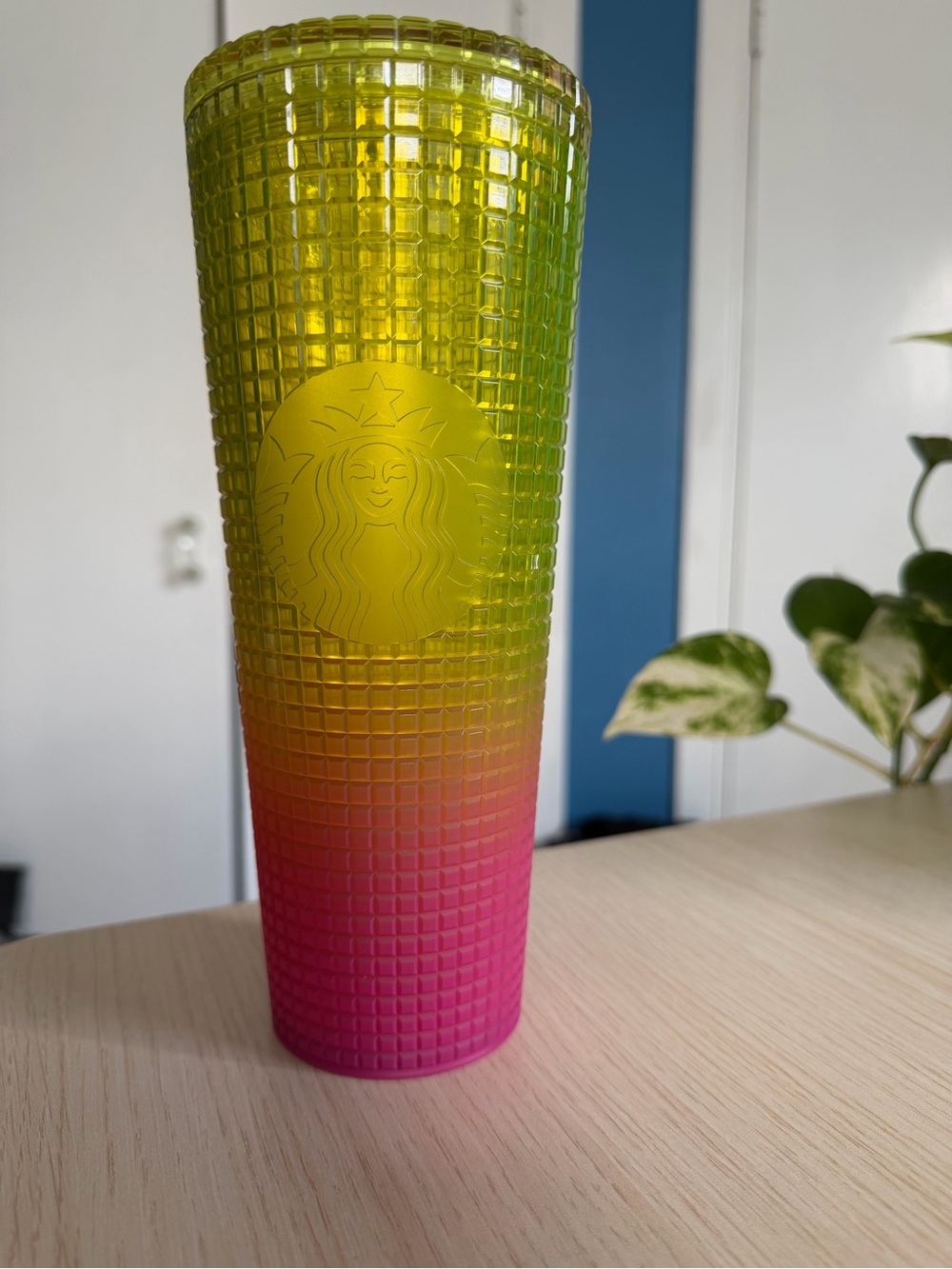 Starbucks Green Yellow to Pink Ombre Studded Tumbler